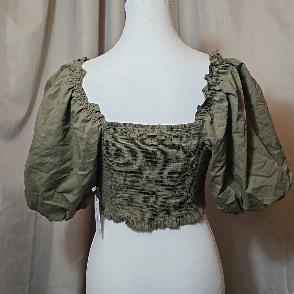 Jason Wu cropped puff sleeve top - Picture 4 of 11